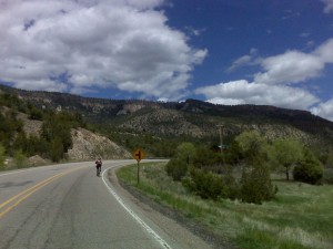 Riding up from the town of Jemez Springs.