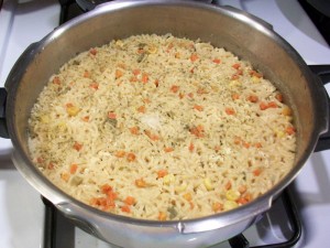 Cooked rice mixture