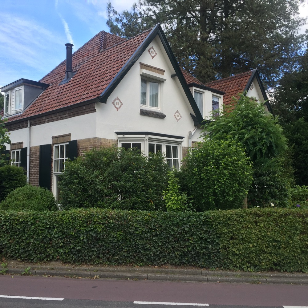 huis aan hoek met struikgewas en bomen Heveadorp, Gelderland